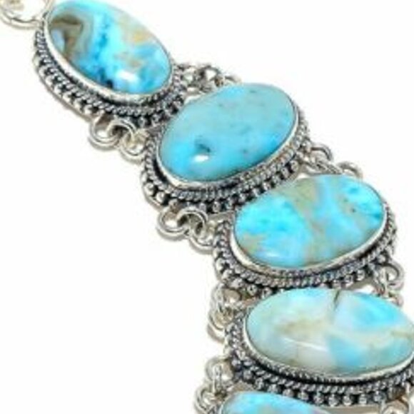 NEW - Larimar Stone Sterling Adjustable Necklace - Picture 3 of 6
